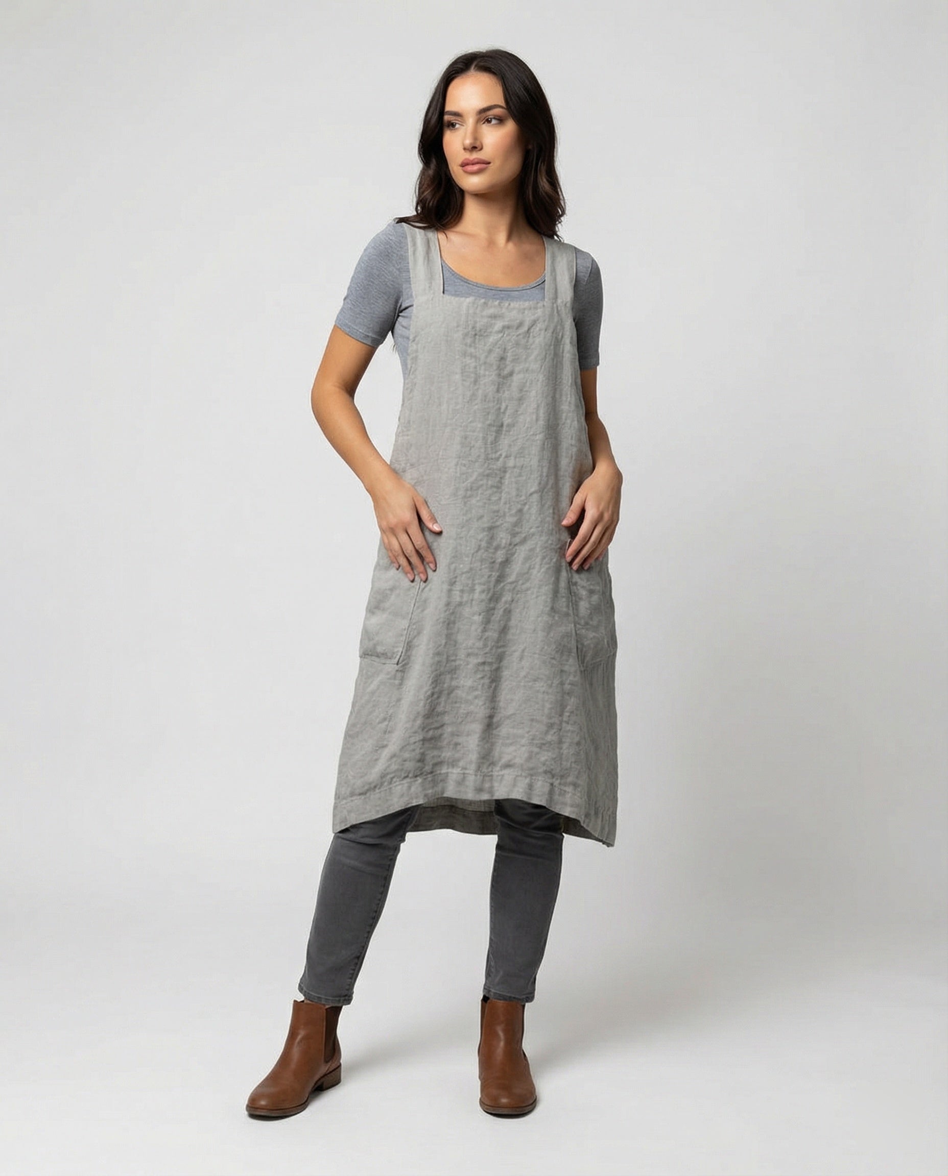 Maqiato | Women's Cotton Pinafore Dress with Pockets