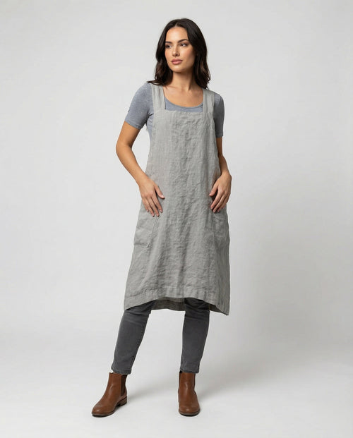 Maqiato | Women's Cotton Pinafore Dress with Pockets