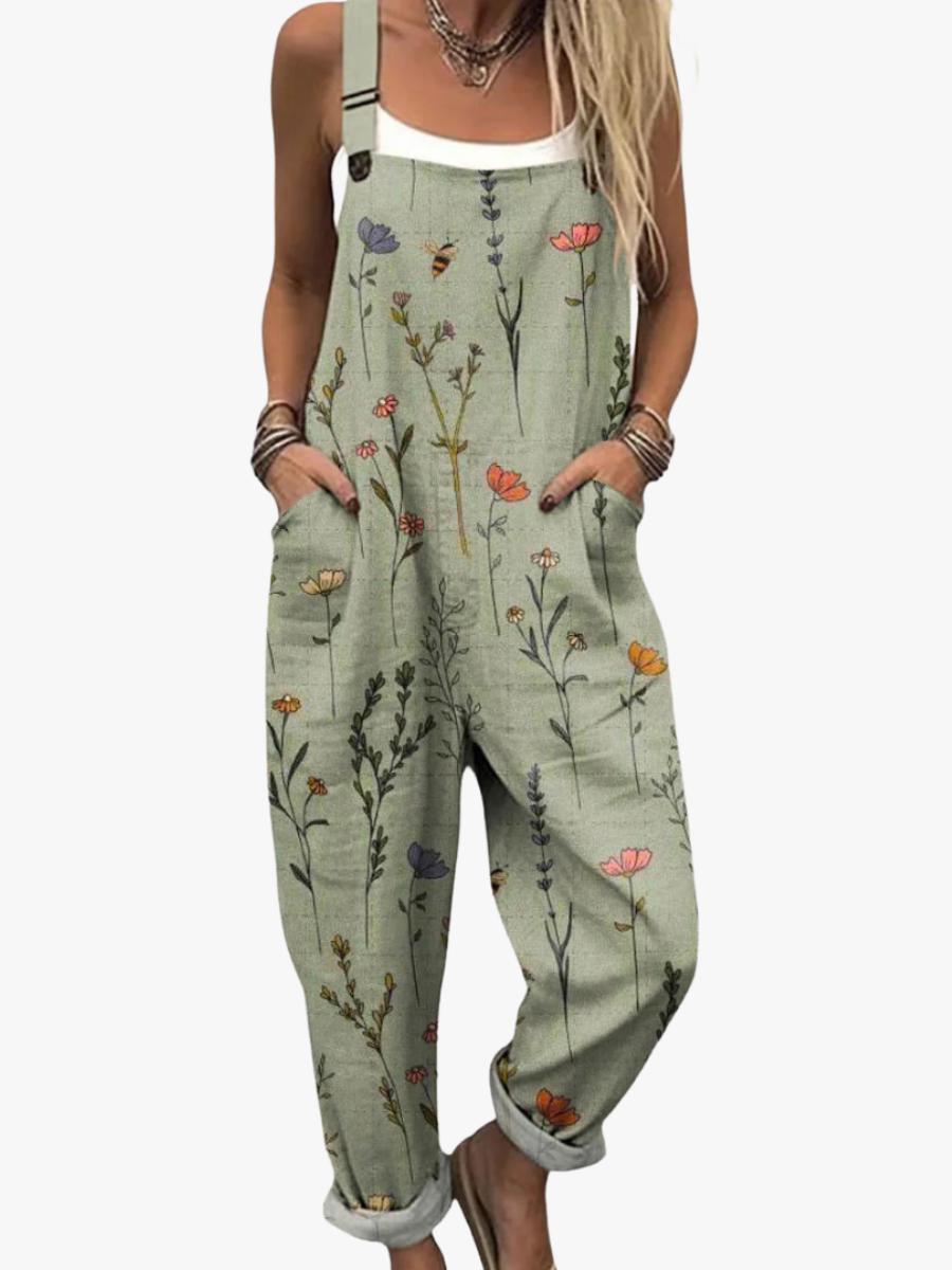 Maqiato | Women's Floral Jumpsuit in Green