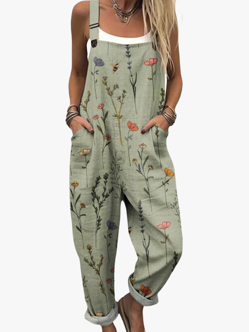 Maqiato | Women's Floral Jumpsuit in Green