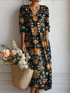 Maqiato | Women's Floral Linen Blend Midi Dress