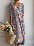 Maqiato | Women's Floral Linen Blend Midi Dress