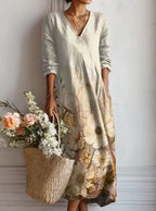 Maqiato | Women's Floral Linen Blend Midi Dress