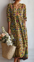 Maqiato | Women's Floral Linen Blend Midi Dress