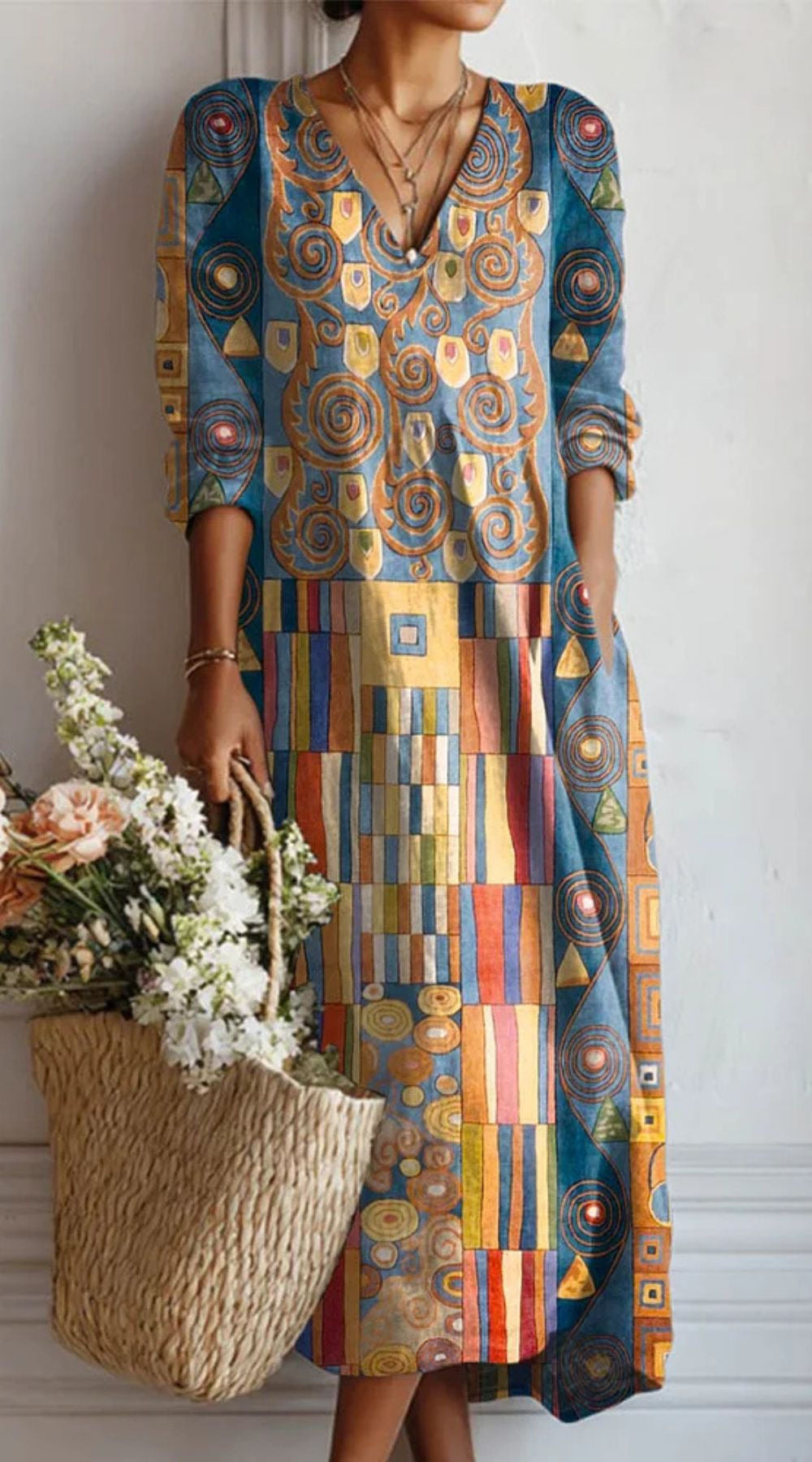 Maqiato | Women's Floral Linen Blend Midi Dress
