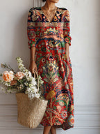 Maqiato | Women's Floral Linen Blend Midi Dress
