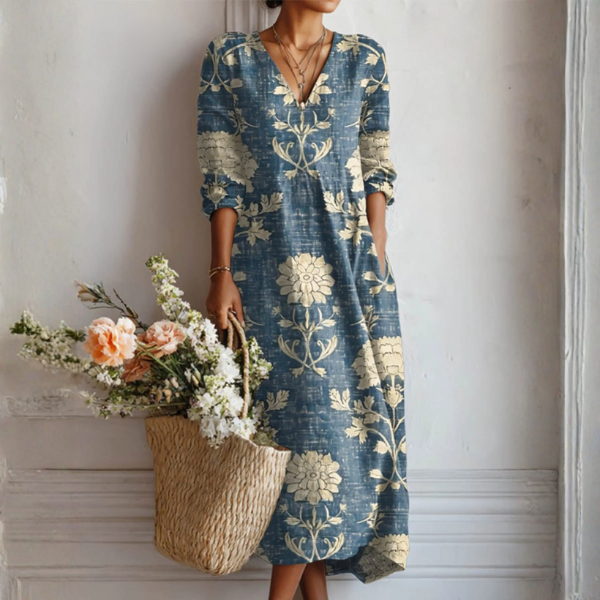 Maqiato | Women's Floral Linen Blend Midi Dress