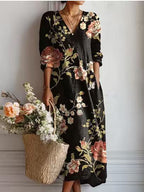 Maqiato | Women's Floral Linen Blend Midi Dress
