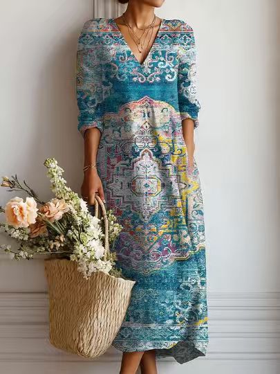 Maqiato | Women's Floral Linen Blend Midi Dress