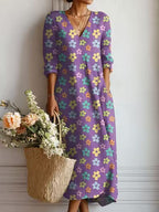 Maqiato | Women's Floral Linen Blend Midi Dress