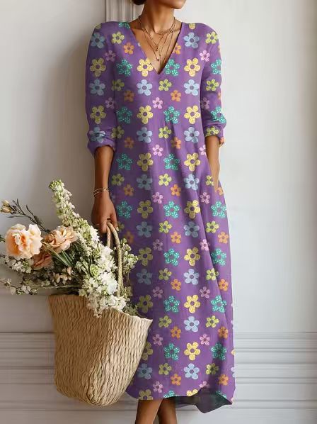 Maqiato | Women's Floral Linen Blend Midi Dress