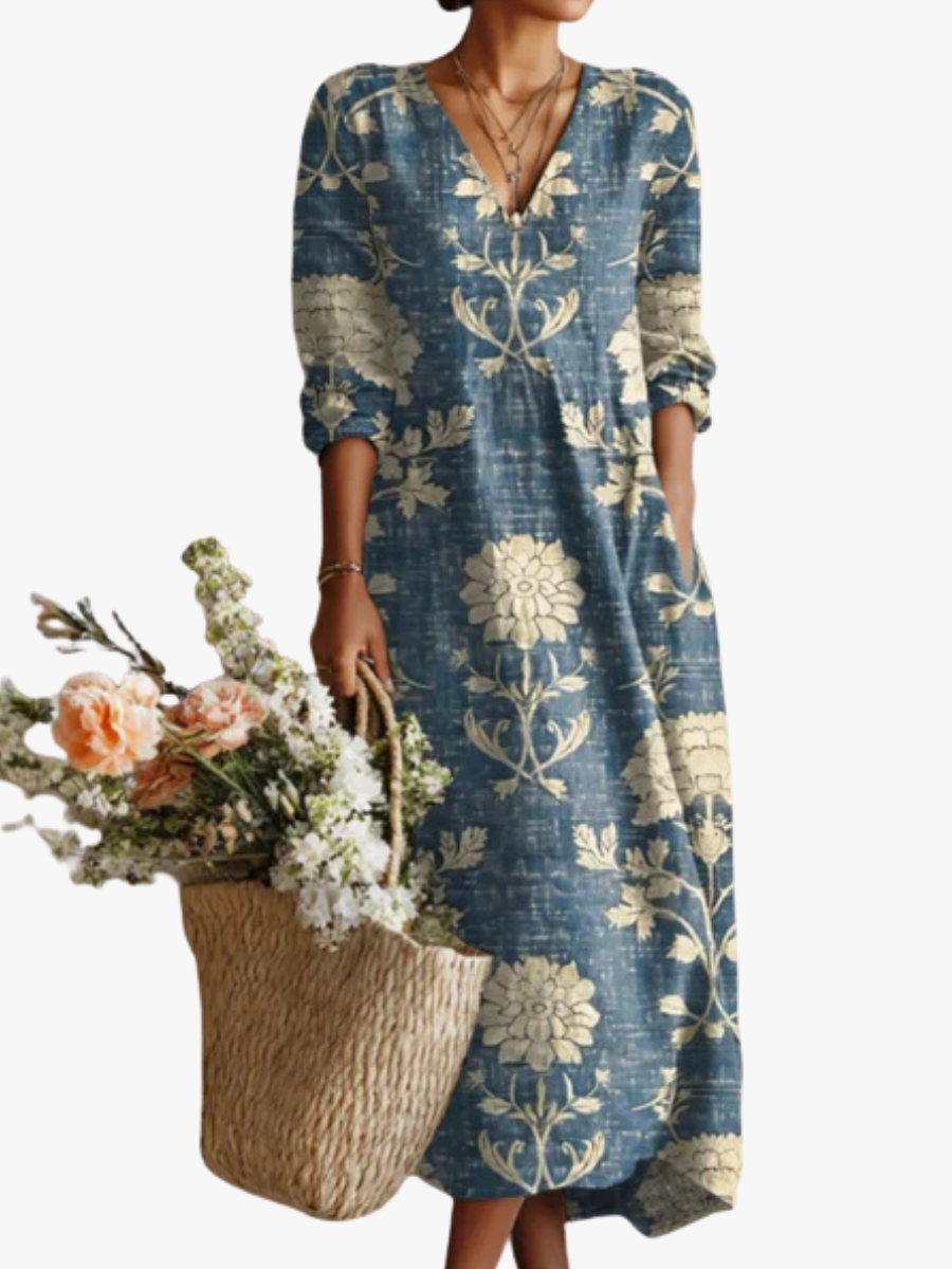 Maqiato | Women's Floral Linen Blend Midi Dress