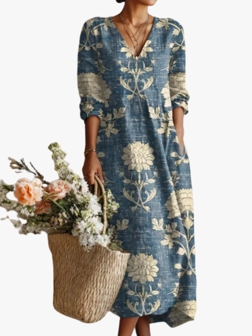 Maqiato | Women's Floral Linen Blend Midi Dress