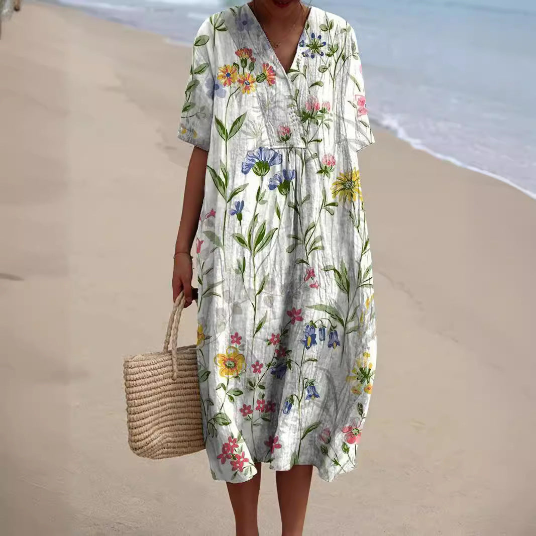 Maqiato | Women's Floral V-Neck Summer Dress