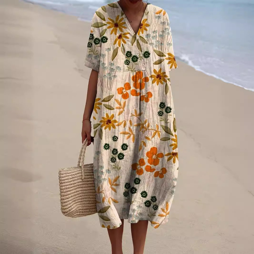 Maqiato | Women's Floral V-Neck Summer Dress