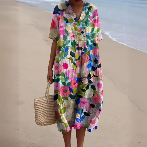 Maqiato | Women's Floral V-Neck Summer Dress