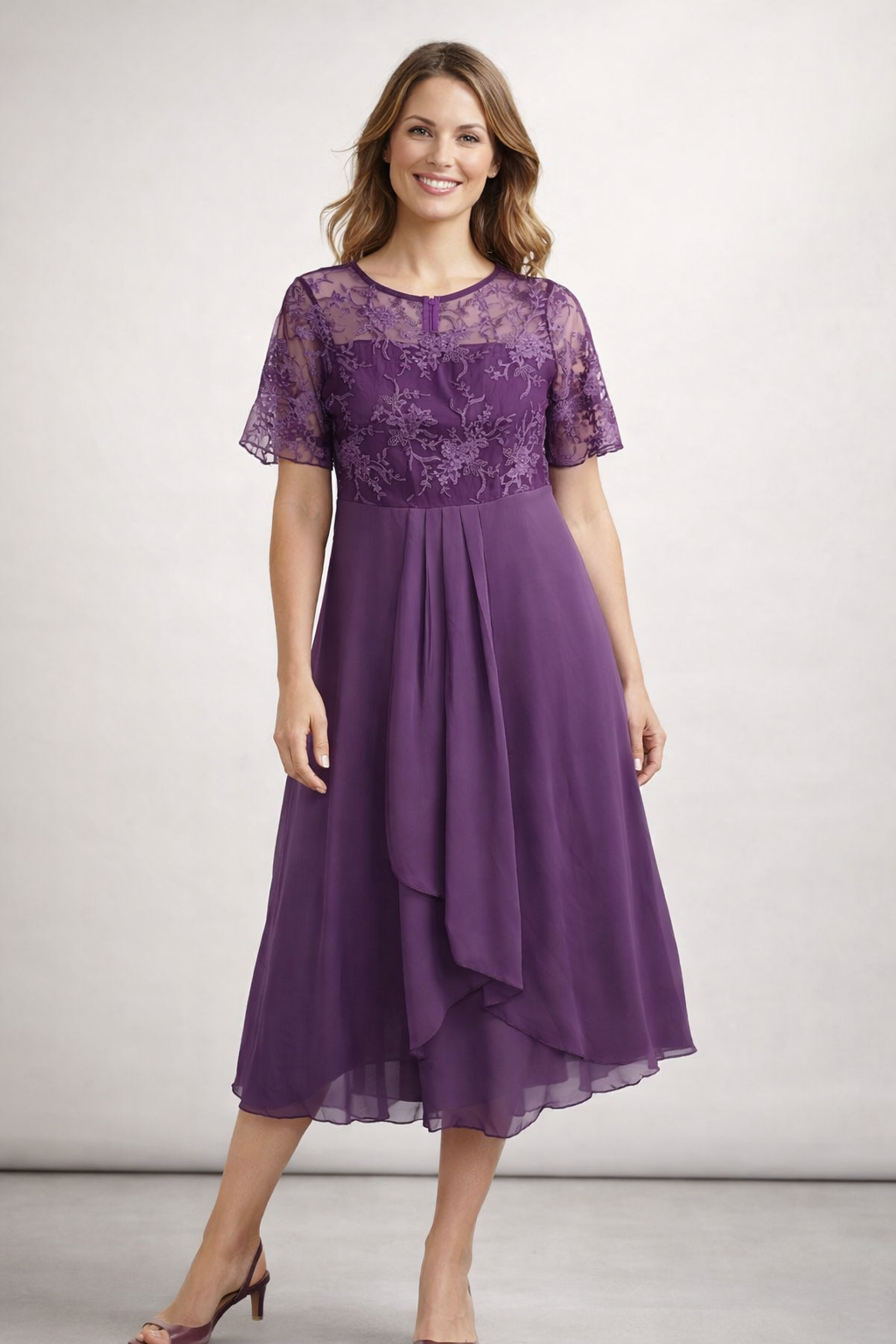 Maqiato | Women's Lace Chiffon Midi Dress