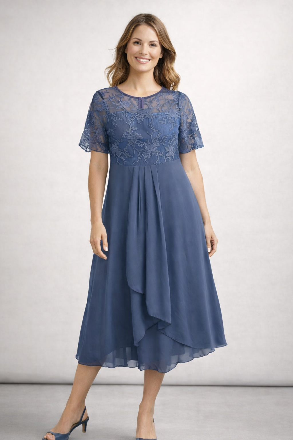 Maqiato | Women's Lace Chiffon Midi Dress