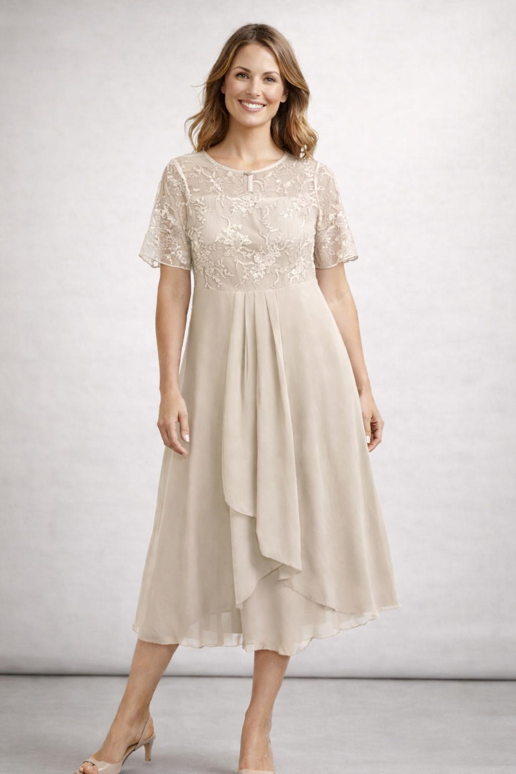 Maqiato | Women's Lace Chiffon Midi Dress