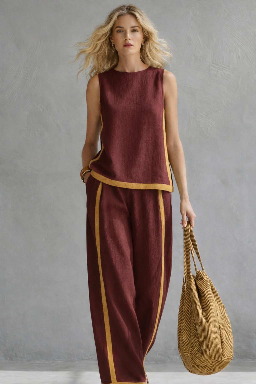 Maqiato | Women's Linen Blend Two-Piece Set
