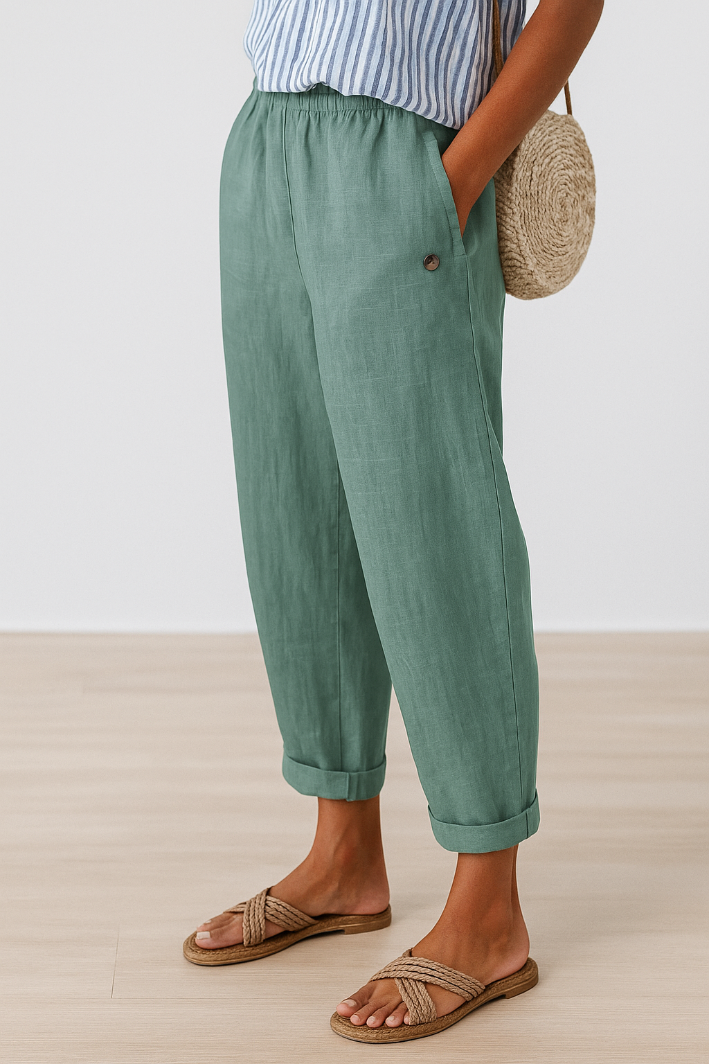 Maqiato | Women's Relaxed Linen Blend Tapered Pants