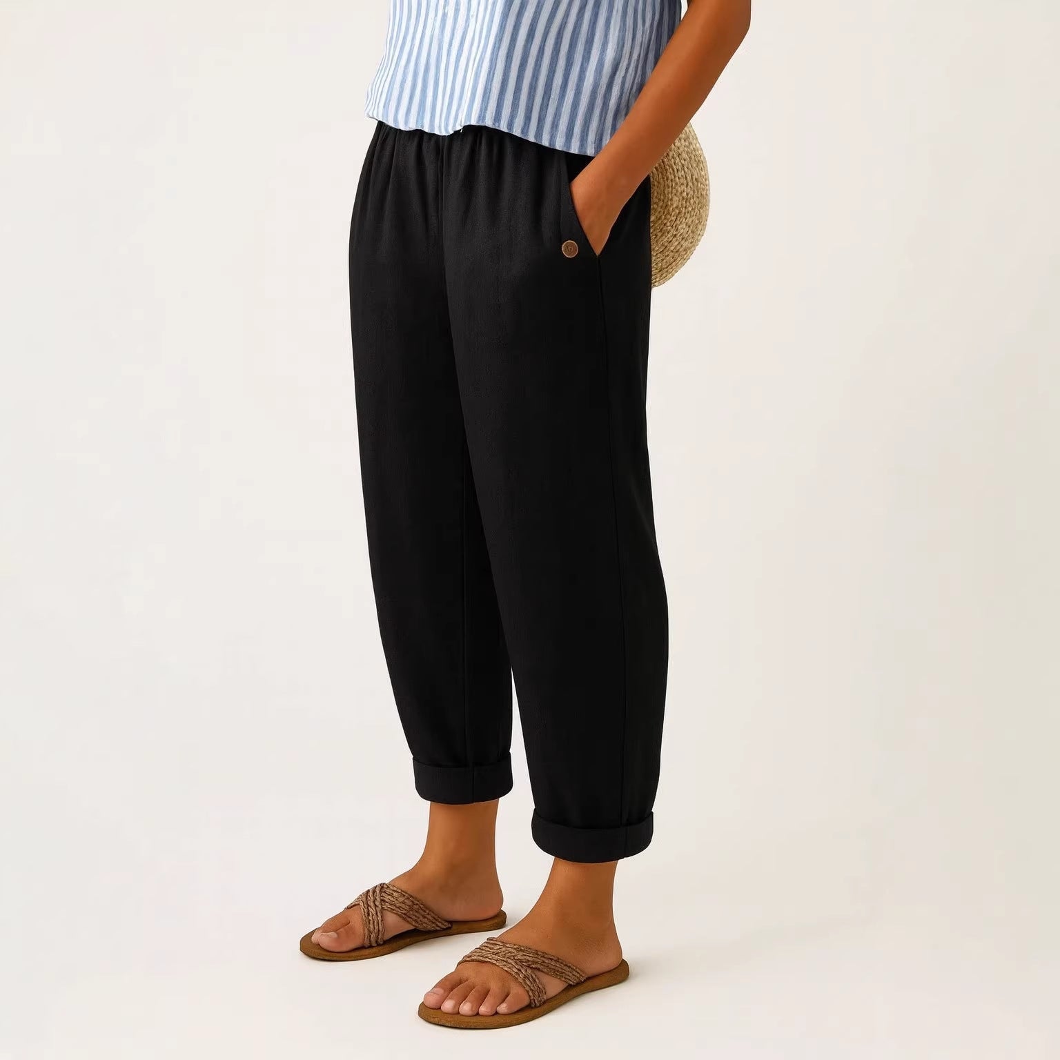Maqiato | Women's Relaxed Linen Blend Tapered Pants