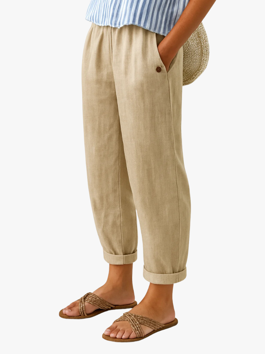 Maqiato | Women's Relaxed Linen Blend Tapered Pants