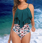 Maqiato | Women's Ruched High-Waist Tankini
