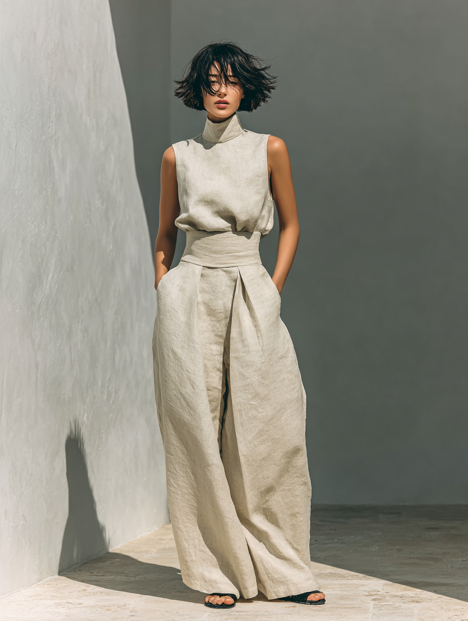Maqiato | Women's Wide-Leg Cotton Pants Set