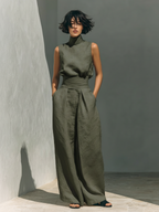 Maqiato | Women's Wide-Leg Cotton Pants Set