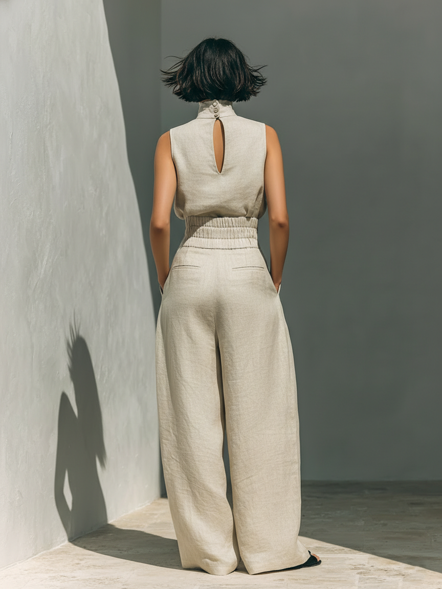 Maqiato | Women's Wide-Leg Cotton Pants Set