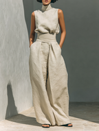 Maqiato | Women's Wide-Leg Cotton Pants Set