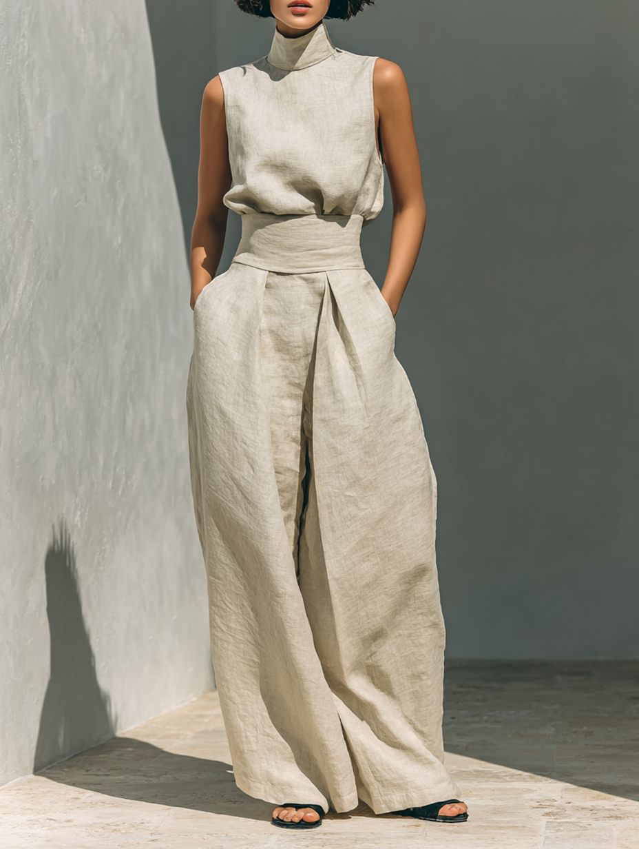 Maqiato | Women's Wide-Leg Cotton Pants Set