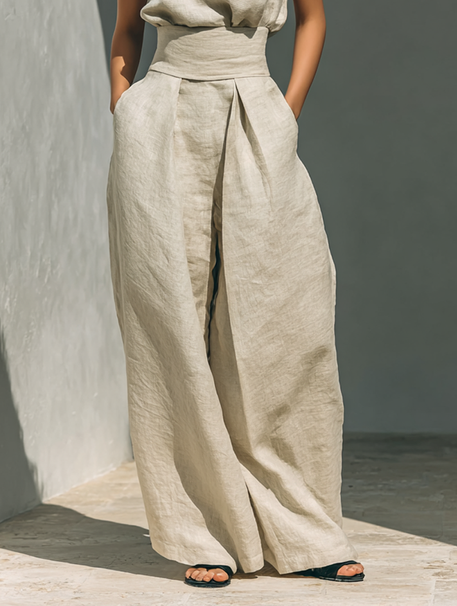 Maqiato | Women's Wide-Leg Cotton Pants Set