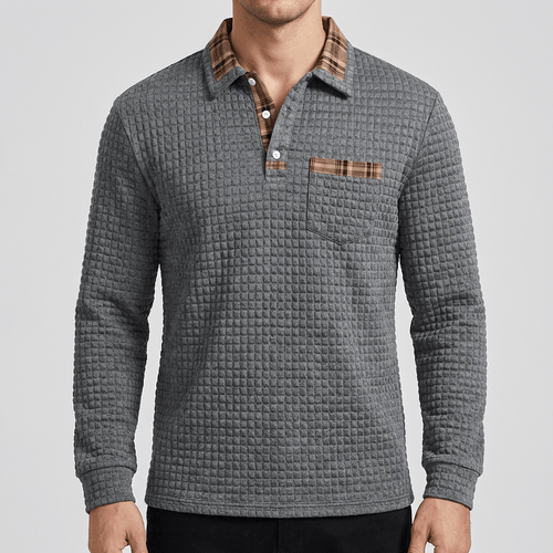 Maqiato | Checkered long sleeve polo shirt