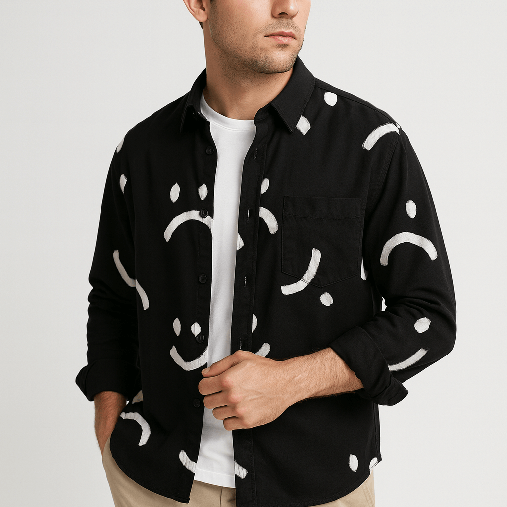 Maqiato | Soft long-sleeved T-shirt with smiley print