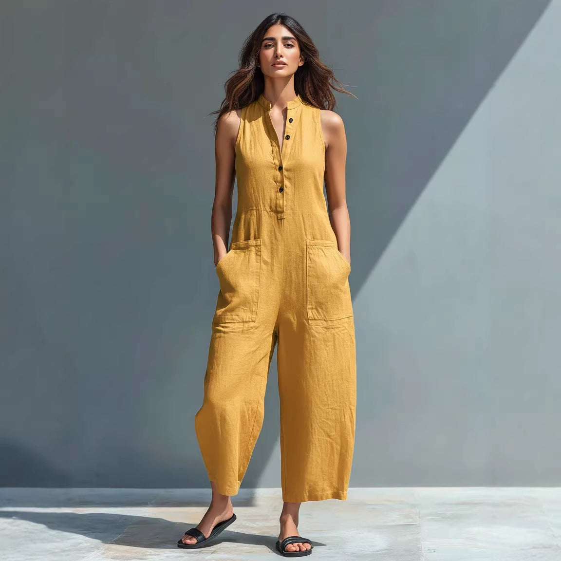Women's Casual Wide Leg Jumpsuit with Pockets