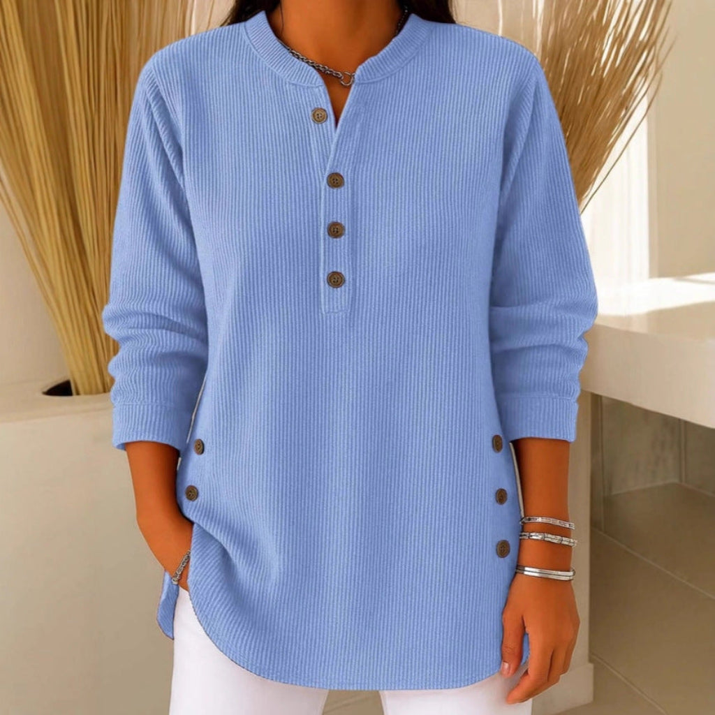 Women's Elegant V-Neck Long Sleeve Knit Top