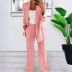 Women’s Lapel Blazer Jacket & Slim Fit Trousers Suit