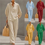 Women’s Loose Short Sleeve Top & Straight Leg Trousers