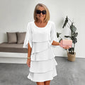 Women's Round Neck Layered Ruffle Dress