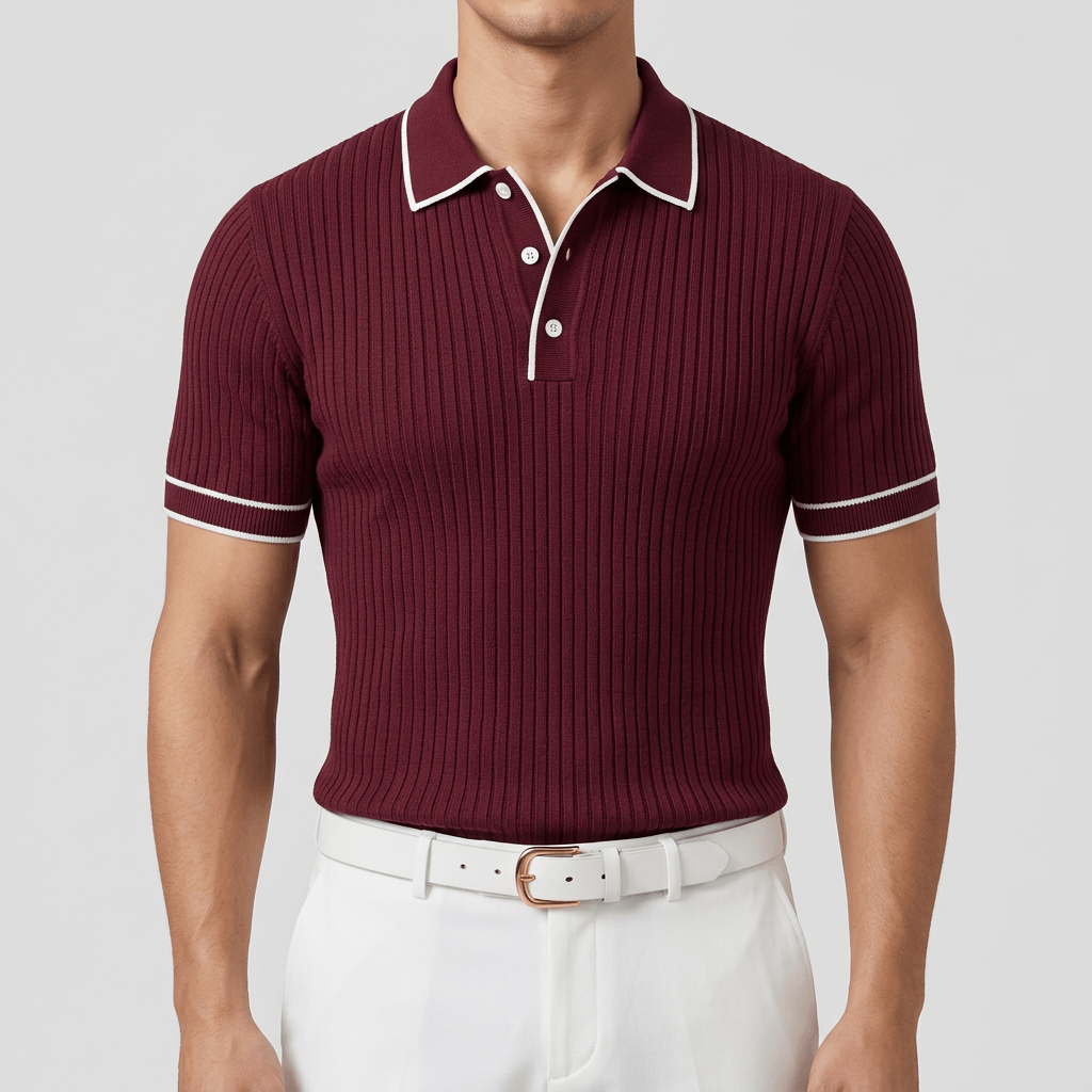 Maqiato | Ribbed polo shirt with contrast collar