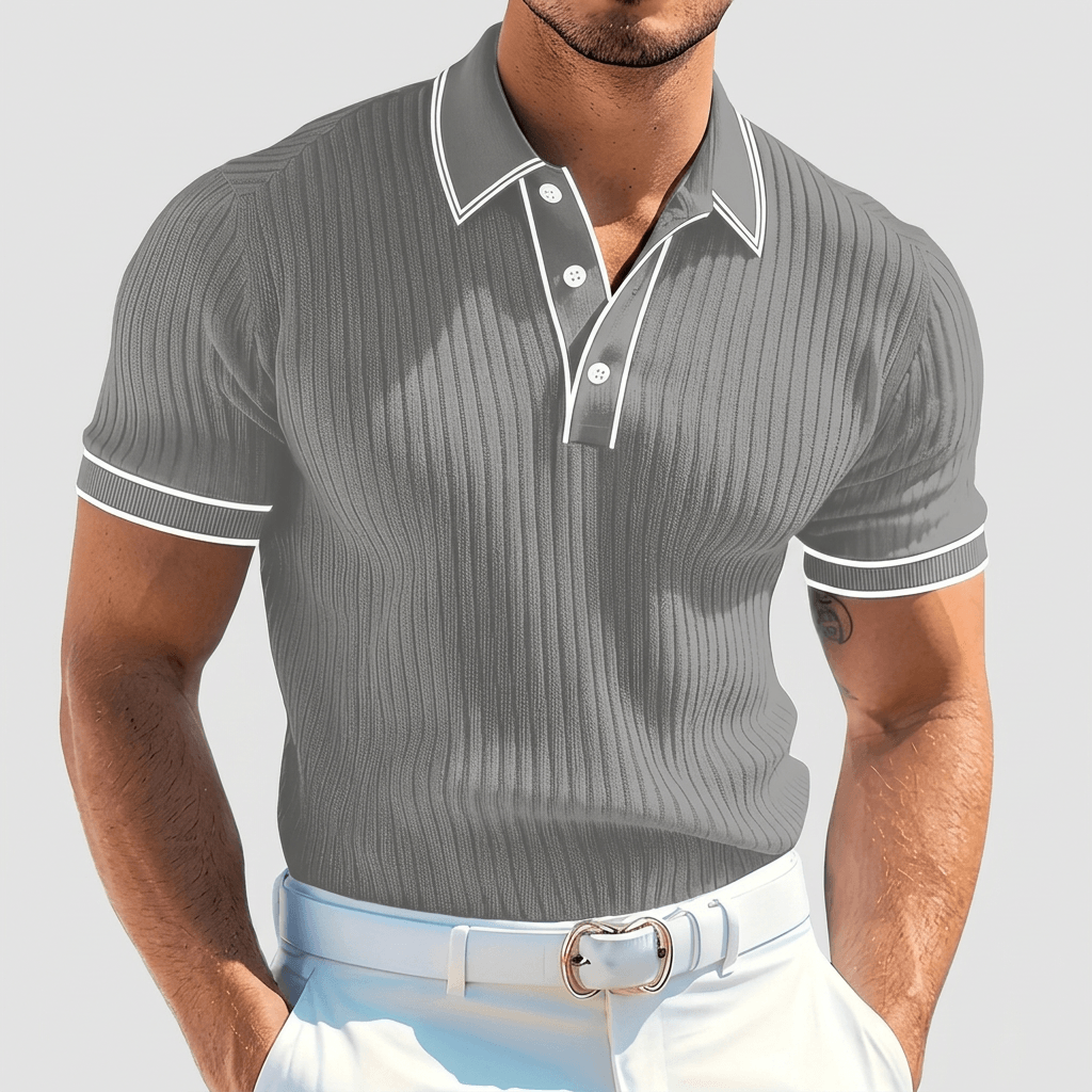 Maqiato | Ribbed polo shirt with contrast collar