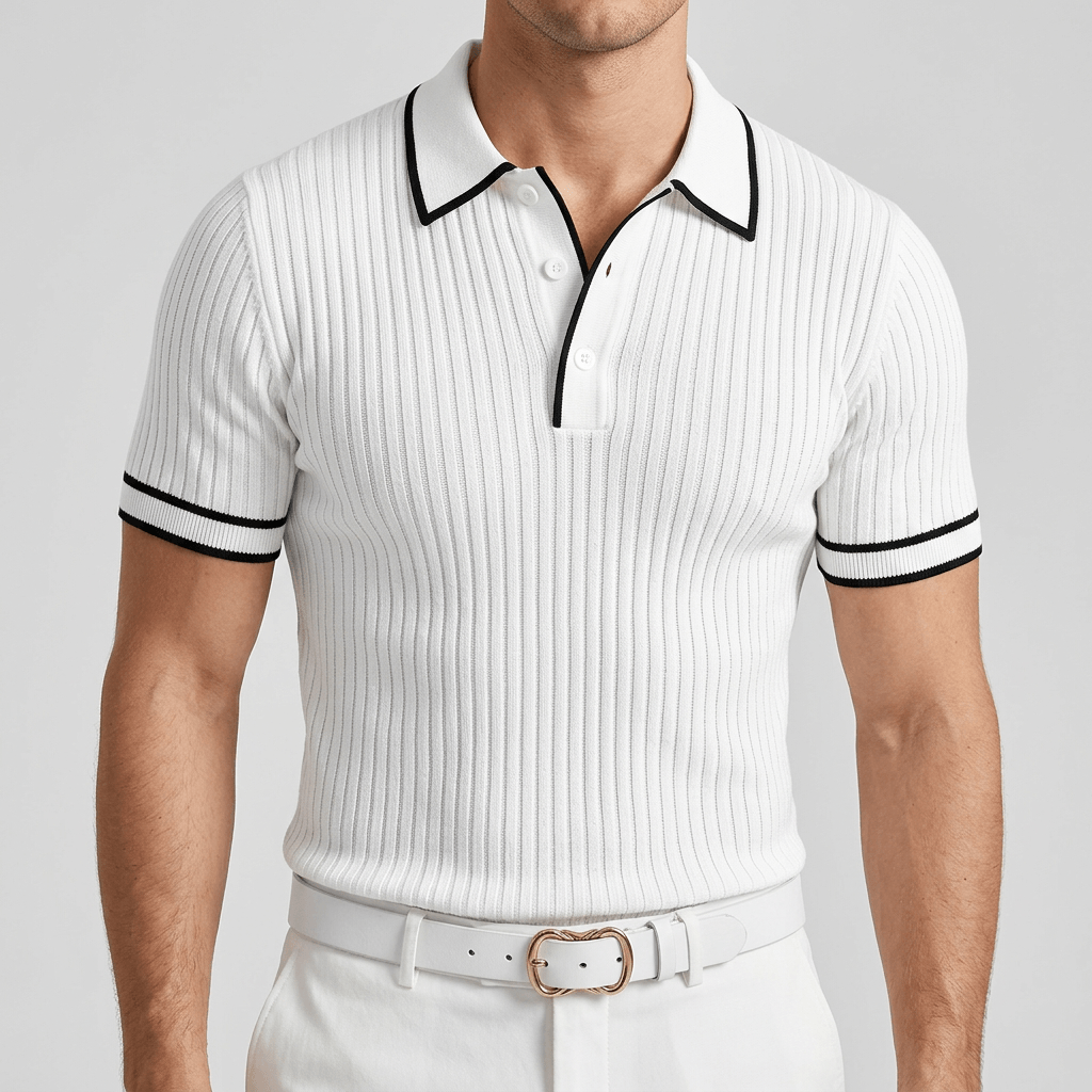 Maqiato | Ribbed polo shirt with contrast collar