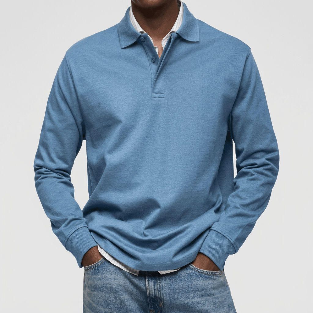 Maqiato | Soft fabric long sleeve polo shirt