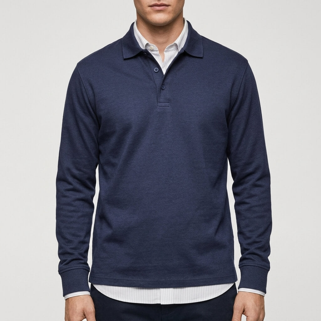 Maqiato | Soft fabric long sleeve polo shirt
