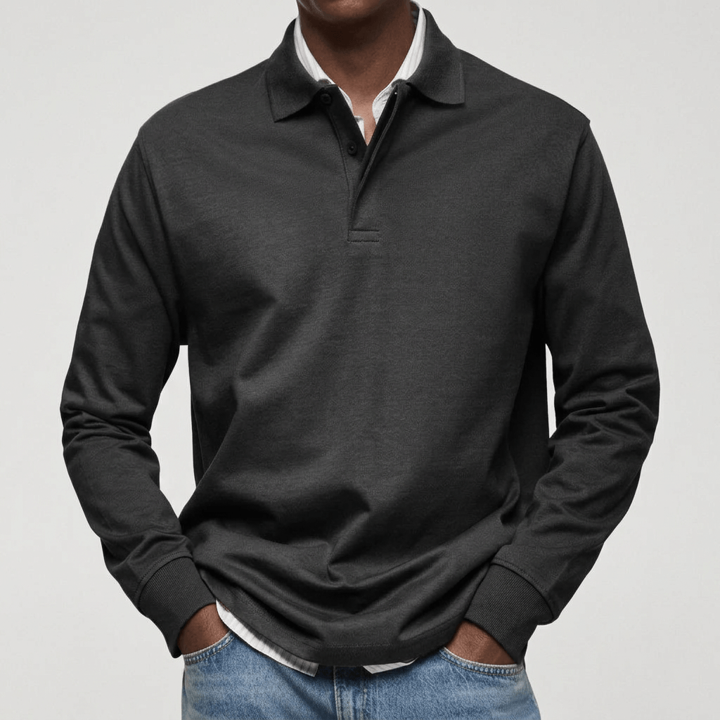 Maqiato | Soft fabric long sleeve polo shirt