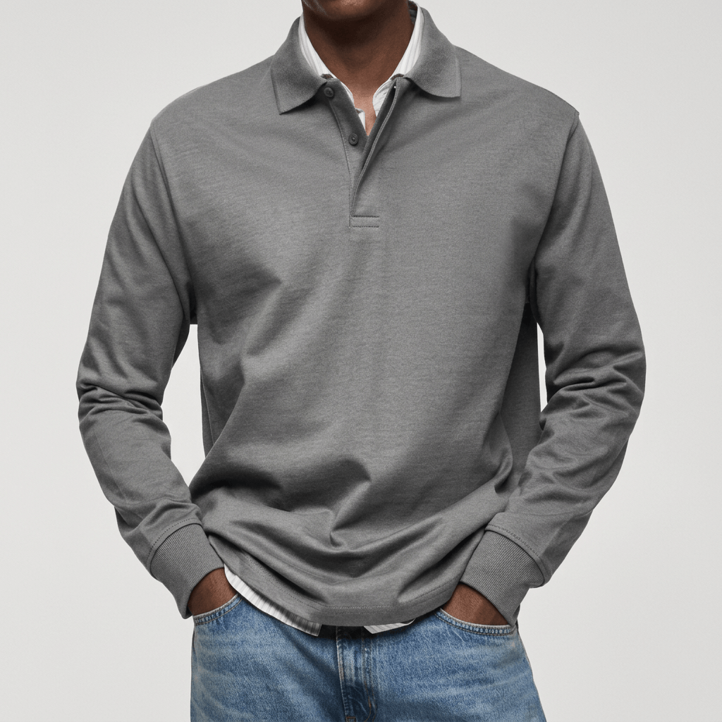 Maqiato | Soft fabric long sleeve polo shirt