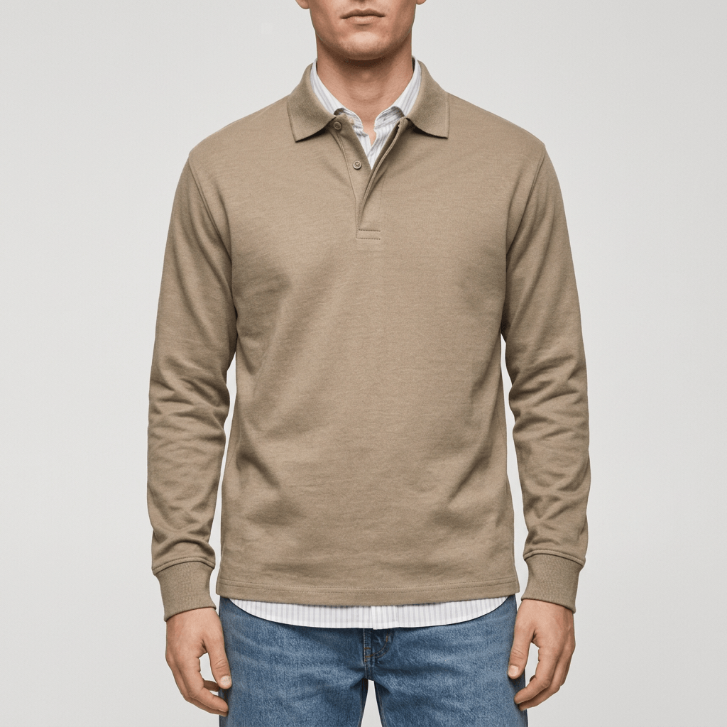 Maqiato | Soft fabric long sleeve polo shirt