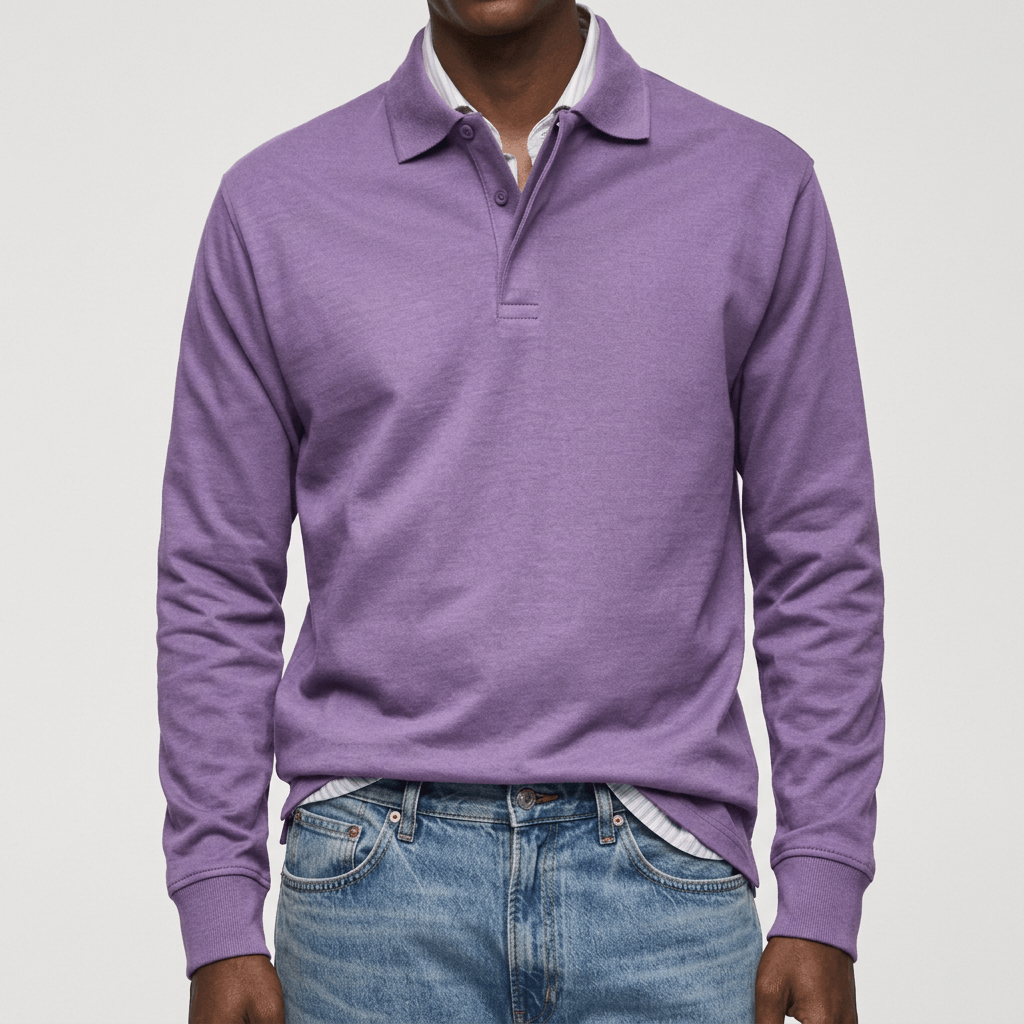 Maqiato | Soft fabric long sleeve polo shirt